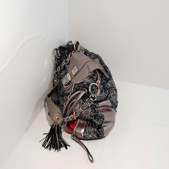 .114 SHOW Sharif Designed In New York Metallic Blue Green Sparkle Handbag - Picture 5 of 14